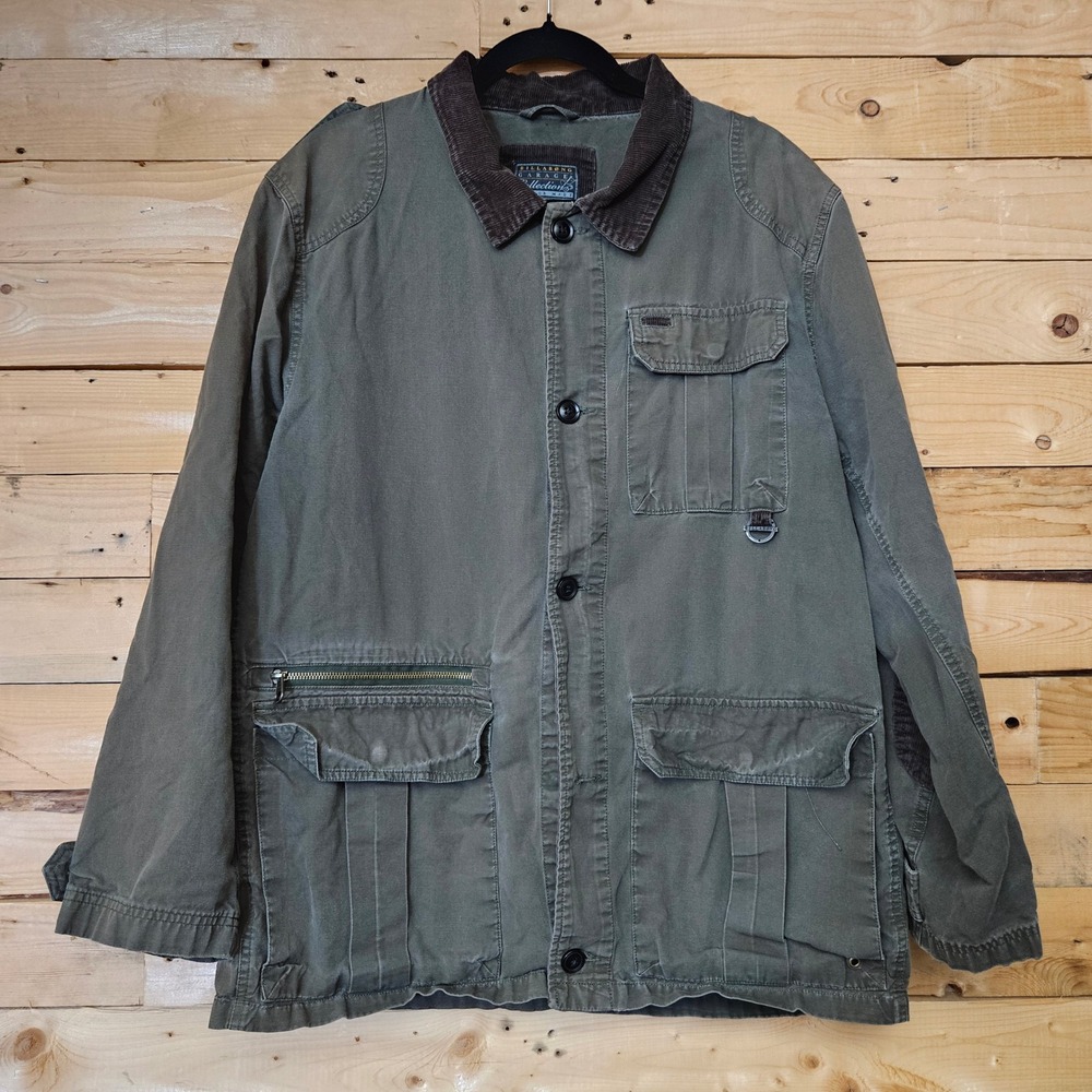 Billabong Garage Collection Men XL Olive Green Corduroy‎ Chore Field Jacket
